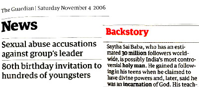 scan from guardian on Sathya Sai baba