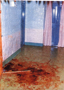 Blood on interview room floor