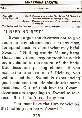 Sathya Sai Baba statement in 1988