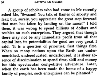 Sathya Sai Baba on space research